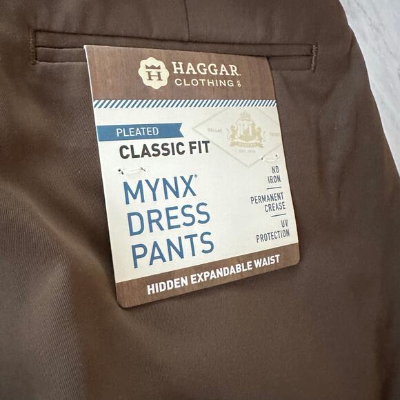 NWT Haggar casual men’s pants 40 x 31 Mynx Gabardine expandable waist brown - Picture 6 of 6